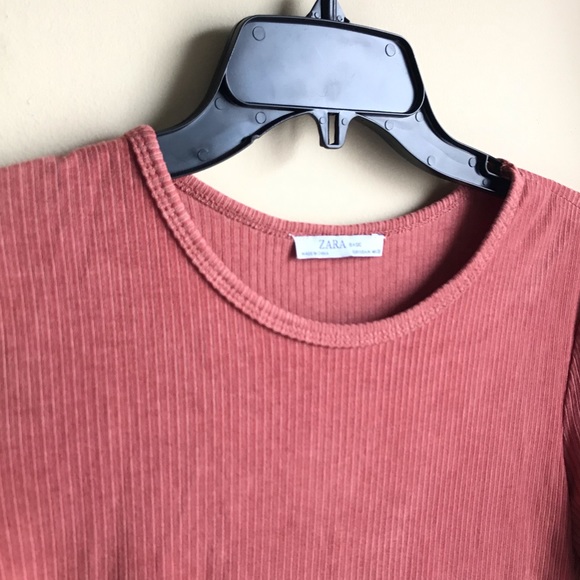Zara Burnt Orange Ribbed Crop Top, Sz. M - Picture 2 of 3